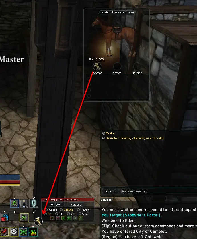 Albion Horse Quest part 6 Add to action bar